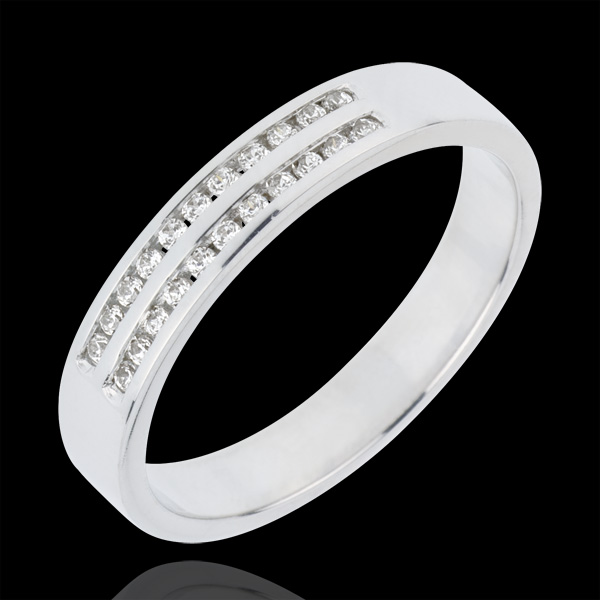 Wedding Ring - White gold half-paved - channel setting 2 rows : Edenly ...