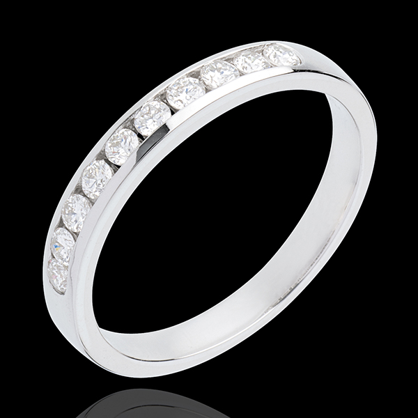 Wedding ring white gold paved-channel setting - 0.3 carat - 10 diamonds