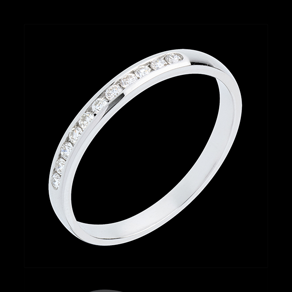 Wedding ring white gold paved-channel setting - 11 diamonds