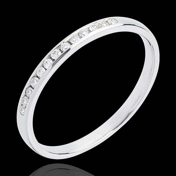 Wedding ring white gold paved-channel setting - 13 diamonds