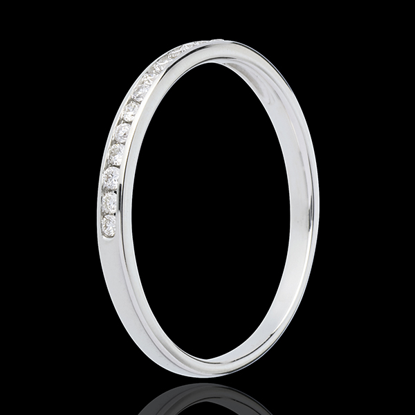 Wedding ring white gold paved-channel setting - 13 diamonds
