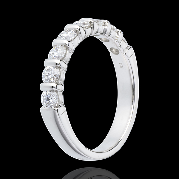 Wedding ring white gold semi paved-bar channel setting - 0.75 carat - 8 diamonds