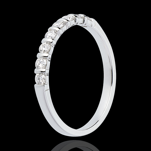 Wedding ring white gold semi paved-bar prong setting - 0.3 carat - 9 diamonds