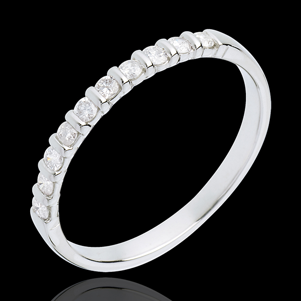 Wedding ring white gold semi paved-bar prong setting - 10 diamonds
