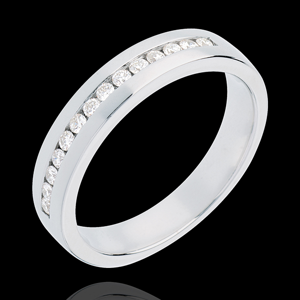 Wedding ring white gold semi-paved-channel setting - 0.21 carat - 14 diamonds