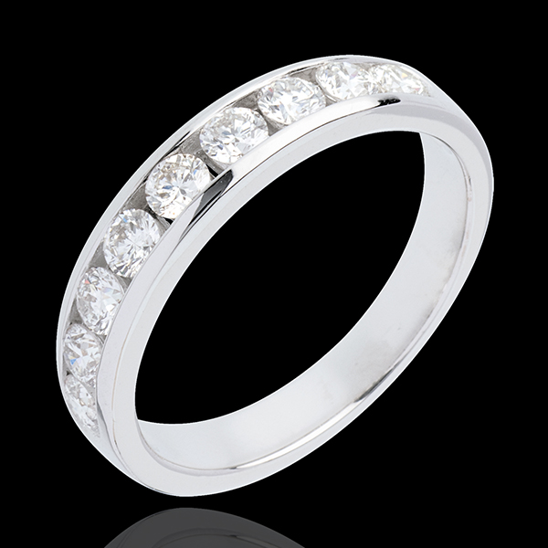 Wedding ring white gold semi-paved channel setting - 0.5 carat - 11 diamonds