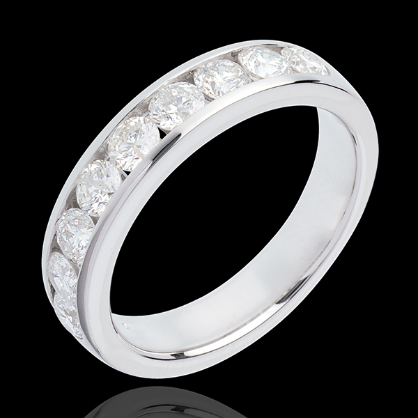 Wedding ring white gold semi paved-channel setting - 1 carat - 9 diamonds