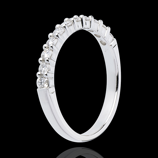 Wedding ring white gold semi paved classic prong setting - 0.4 carat - 11 diamonds