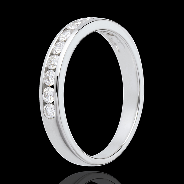 Wedding ring yellow gold semi-paved channel setting - 0.4 carat - 11 diamonds