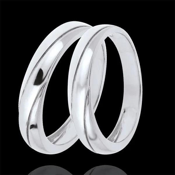 Wedding Rings Duo Saturn Trilogy -White gold - 9 carats