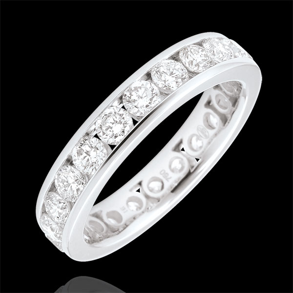 Weddingring white gold paved - rail setting - 1.9 carat - 23 diamonds