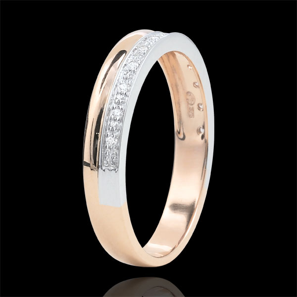 White and Pink gold Elegance wedding ring - 18 carats
