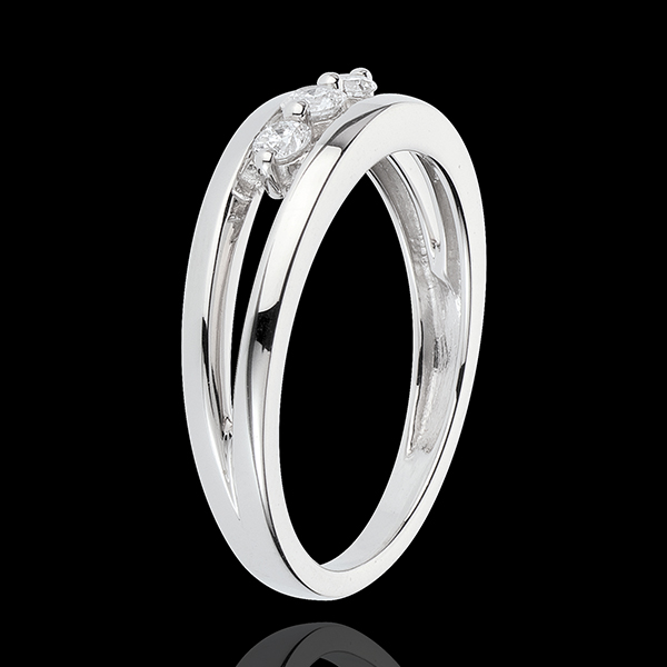 White Gold Abyss Trilogy Ring - 3 Diamonds