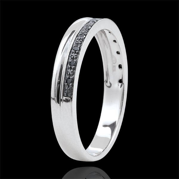  White gold and black diamond Elegance wedding ring - 18 carats