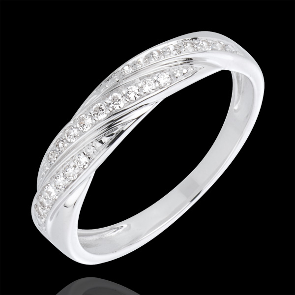 White Gold and Diamond Precious Braid Ring