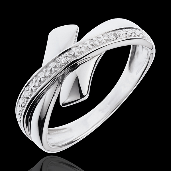 White Gold and Diamond Tribal Initiation Ring