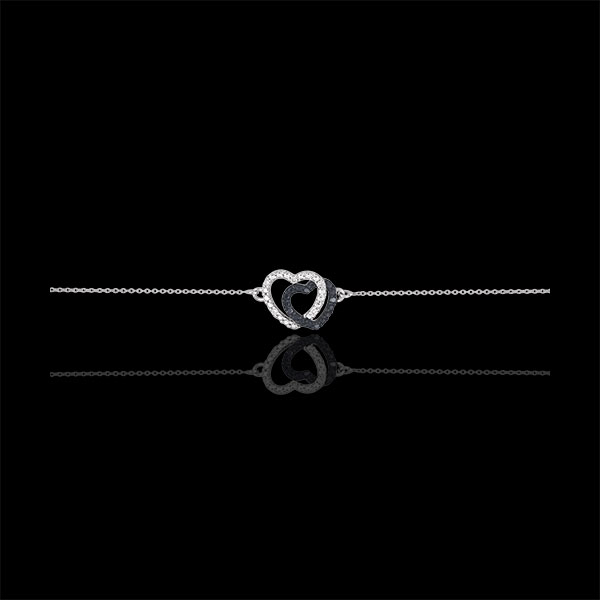 White gold bracelet with White diamonds and black diamonds - Hearts Accomplices - 9 carats