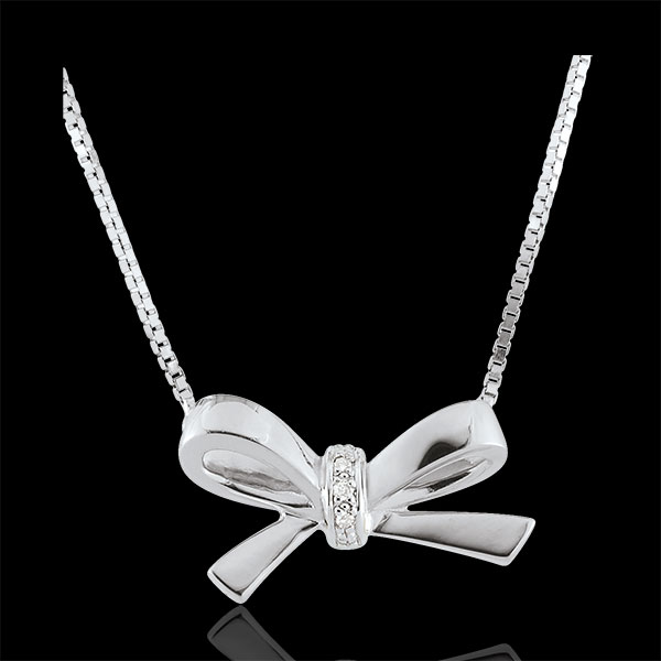 White Gold Carlotta Bow Necklace