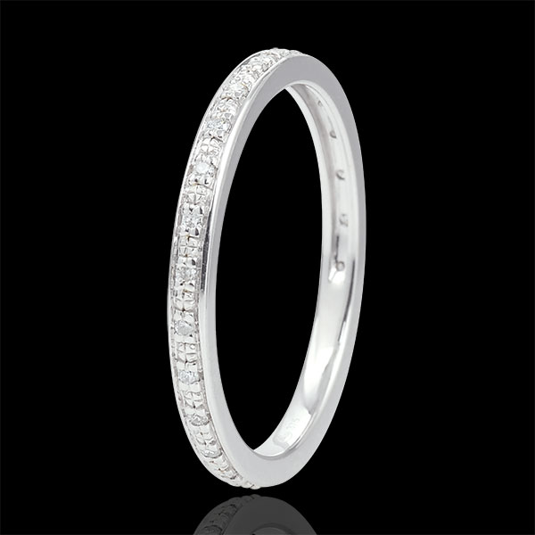 White Gold Wedding Band, fully encrusted with diamond beads