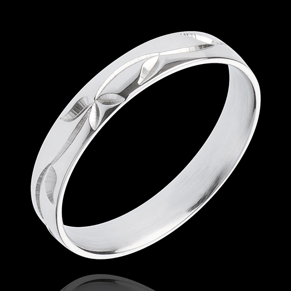 White gold wedding ring Freshness - Ivy engraved - white gold - 18 carat