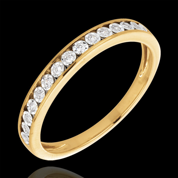 Yellow Gold and Diamond Magic Stone Half Eternity Ring
