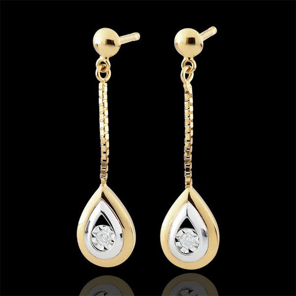 Yellow Gold and White Gold Antelope Tear-drop Pendant Earrings