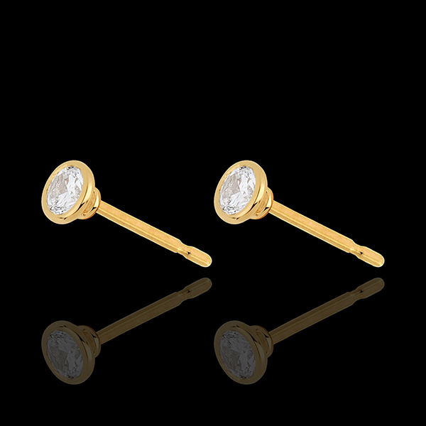 Yellow Gold Doll Solitaire Stud Earrings