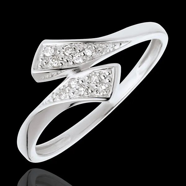 Ring ruban in Weissgold - 10 Diamanten
