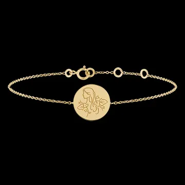 Brazalete con medalla grabada redonda - Virgo - Oro amarillo de 9 quilates - Colección Zodiac Yours - Edenly Yours