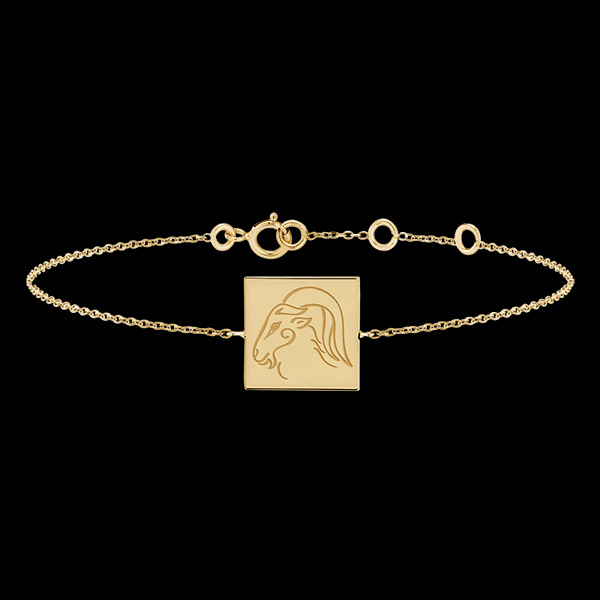 Braccialetto medaglietta quadrata incisa - Capricorn - oro giallo 9 carati – Collezione Zodiac Yours - Edenly Yours