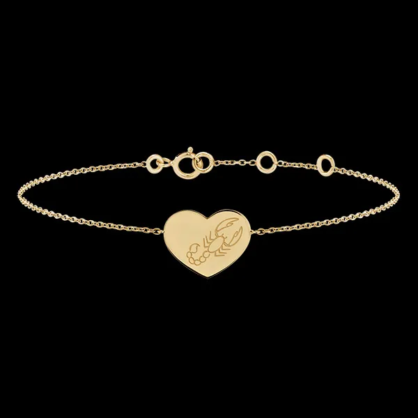 Heart engraved medal bracelet - Scorpio - 9K yellow gold - Zodiac Yours Collection - Edenly Yours