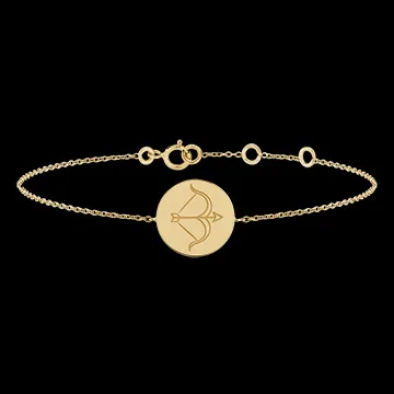 Brățară medalion rotund gravată - Sagittarius - aur galben de 9 carate - Colecția Zodiac Yours - Edenly Yours