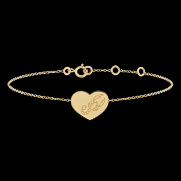 Heart engraved medal bracelet - Scorpio - 9K yellow gold - Zodiac Yours Collection - Edenly Yours