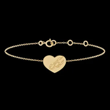 Armband mit herzförmigem Anhänger mit Gravur - Scorpio - Gelbgold, 9 Karat - Kollektion Zodiac Yours - Edenly Yours