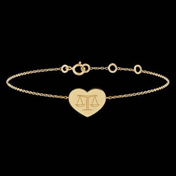 Brățară medalion inimă gravată - Libra - aur galben de 9 carate - Colecția Zodiac Yours - Edenly Yours