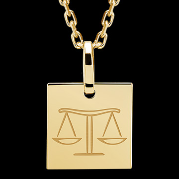 Vierkant medaillon gegraveerd - Libra - 9K geel goud - Zodiac Yours Collectie - Edenly Yours