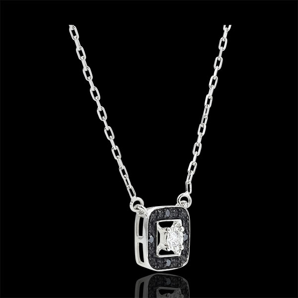 Zwarte Diamanten halsketting Chiaroscuro  - 9 karaat witgoud - 0.03 karaat