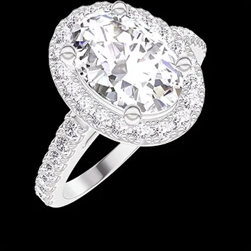 « L'Atelier » No. 1275944 - Ring White gold 18 carats - Laboratory Diamond Oval 1 Carats - Halo Laboratory Diamond - Setting Laboratory Diamond