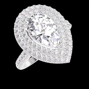 « L'Atelier » No. 1343397 - Ring White gold 18 carats - Diamond white Pear 1 Carats - Halo Diamond white - Setting Diamond white