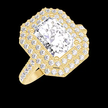 « L'Atelier » nr 1344451 - Pierścionek Żółte złoto 750 - Diament laboratoryjny Prostokąt 1 karat - Korona z kamieni Diament laboratoryjny - Oprawa Diament laboratoryjny