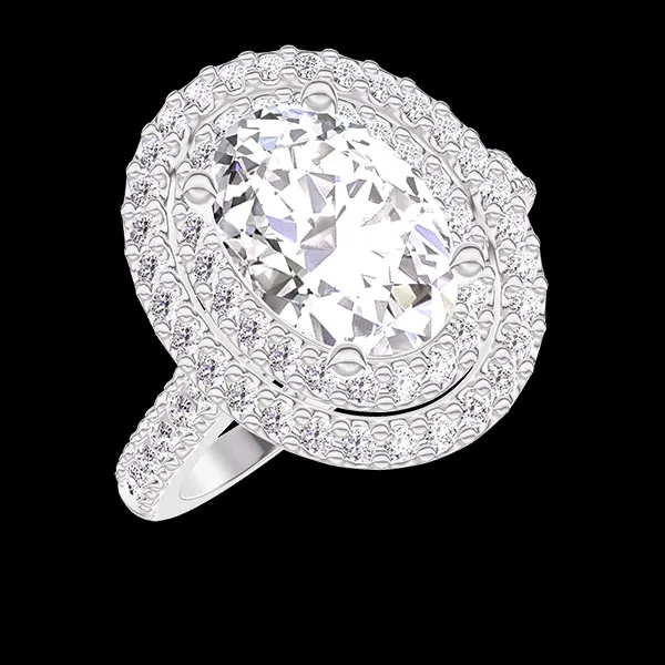 « L'Atelier » nr 1344501 - Pierścionek Białe złoto 750 - Diament laboratoryjny Owal 1 karat - Korona z kamieni Diament laboratoryjny - Oprawa Diament laboratoryjny