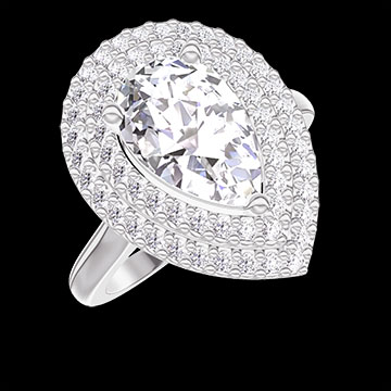 « L'Atelier » nr. 1344546 - Ring Witgoud 9 karaat (375) - Laboratorium diamant Peer 1 Karaat - Halo Laboratorium diamant