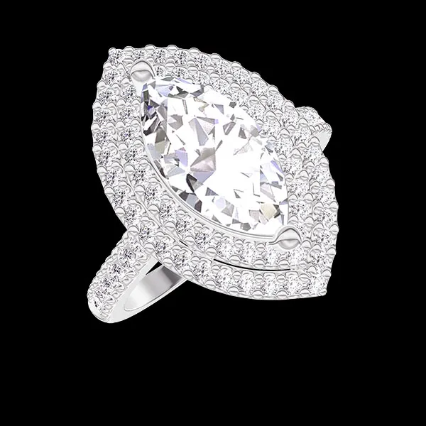 « L'Atelier » n. 1344597 - Anello Oro bianco 18 carati - Diamante di laboratorio Marchesa 1 Carati - Halo Diamante di laboratorio - Incastonatura Diamante di laboratorio