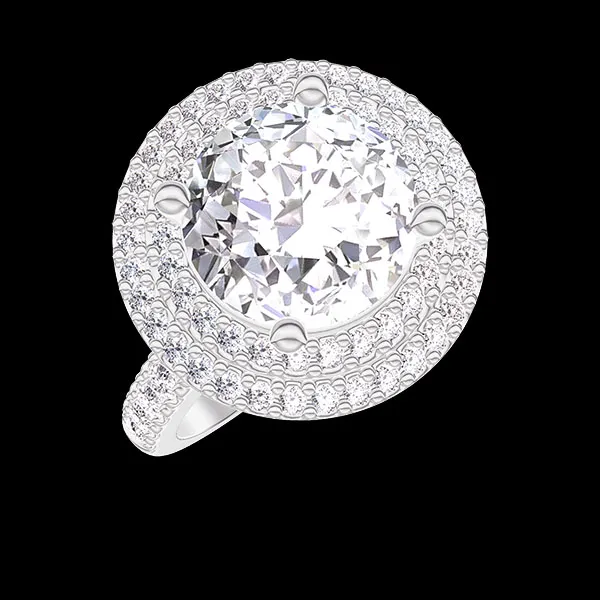 « L'Atelier » No. 1378140 - Ring White gold 18 carats - Lab-grown diamond Round 2 Carats - Halo Lab-grown diamond - Setting Lab-grown diamond