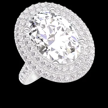 « L'Atelier » No. 1378197 - Ring White gold 18 carats - Laboratory Diamond Oval 2 Carats - Halo Laboratory Diamond - Setting Laboratory Diamond