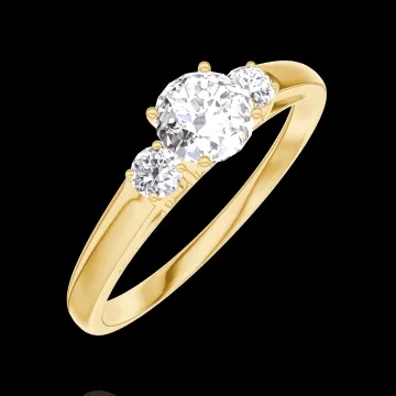 « L'Atelier » Nº160021 - Anillo Oro amarillo 18 quilates - Diamante redondo 0.3 quilates - Piedras laterales Diamante