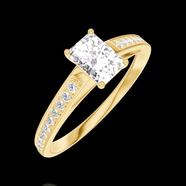 « L'Atelier » Nr. 180205 - Ring Gelbgold 750/-(18Kt) - Labordiamant Rechteckig 0.3 Karat - Fassung Labordiamant