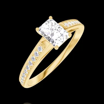 « L'Atelier » No. 180205 - Ring Yellow gold 18 carats - Laboratory Diamond Baguette 0.3 Carats - Setting Laboratory Diamond