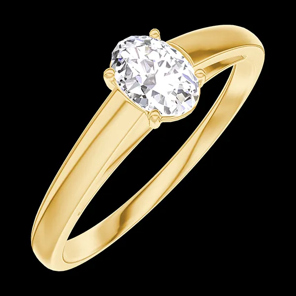 « L'Atelier » Nº160301 - Ring Geelgoud 18 karaat - Diamant Ovaal 0.3 Karaat