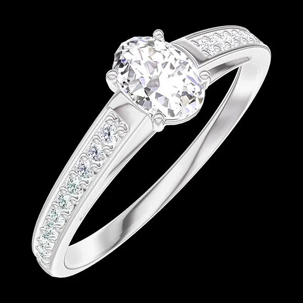 « L'Atelier » Nº160307 - Bague Or blanc 18 carats - Diamant Ovale 0.3 carat - Sertissage Diamant